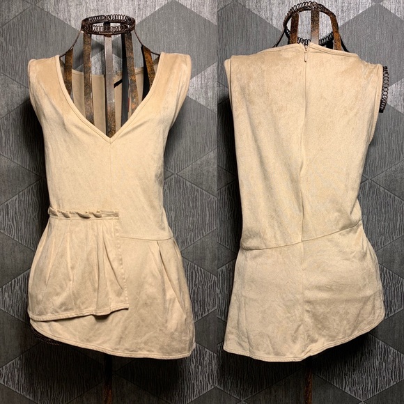 Love Scarlett Faux-Suede Asymmetrical Blouse - Picture 2 of 6